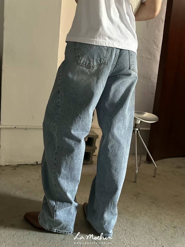 日常刷色拼接牛仔褲